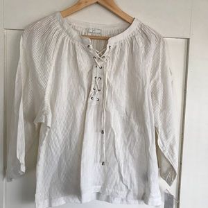 Bordeaux Lace-Up 3/4-Sleeve Top